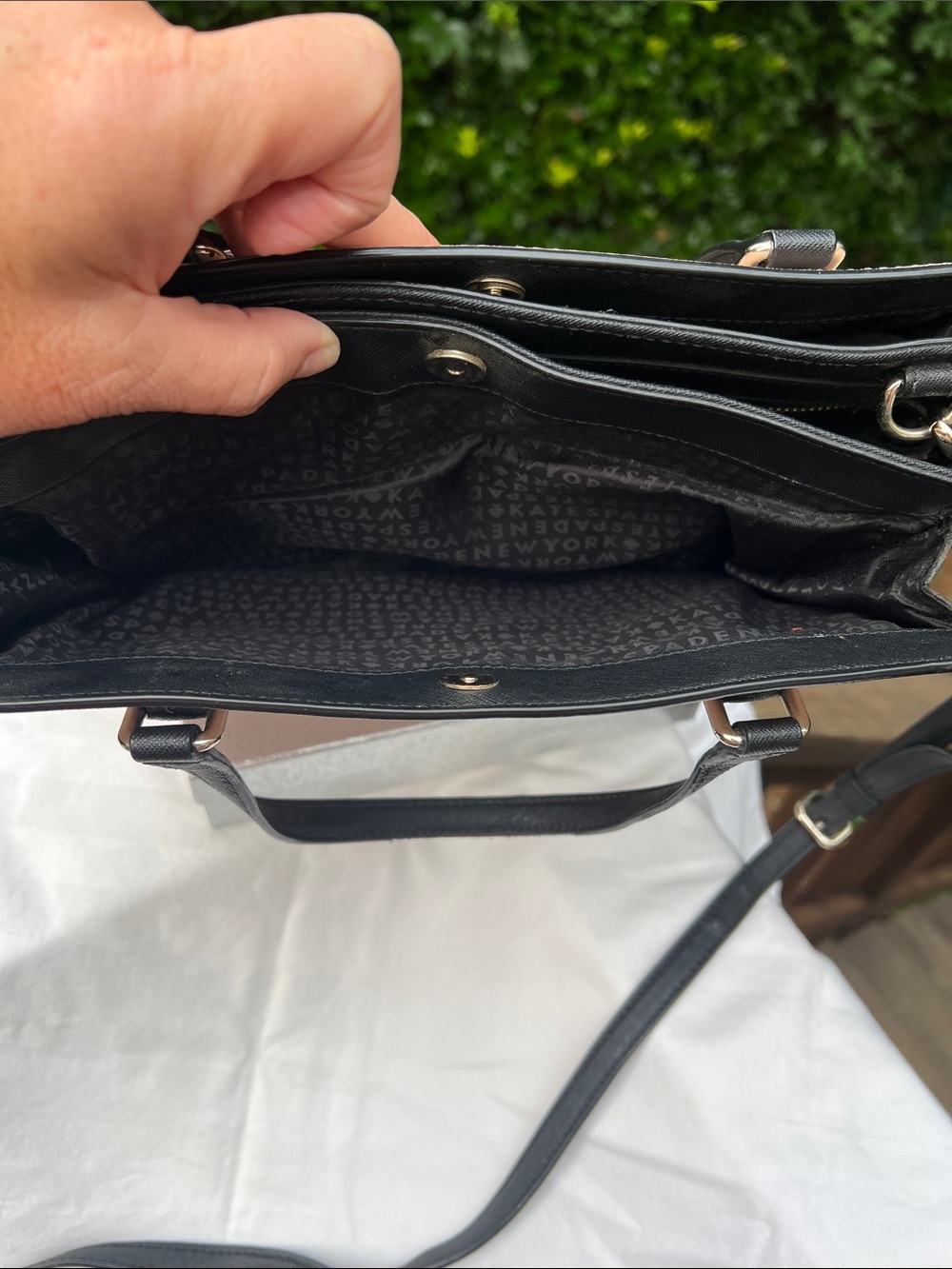 kate spade Pink and Black Saffiano Leather Satchel with Crossbody Strap - Picture 8 of 8